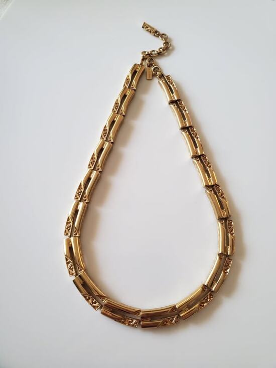 Monet Jewelry - Vintage Monet Gold Tone Long Rectangle Link Choker Necklace